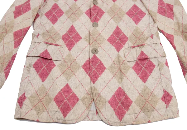 COMME des GARCONS HOMME PLUS Cotton Argyle Knit Transfer Printed Jacket K-152162_010