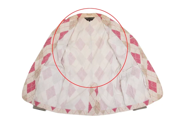 COMME des GARCONS HOMME PLUS Cotton Argyle Knit Transfer Printed Jacket K-152162_012