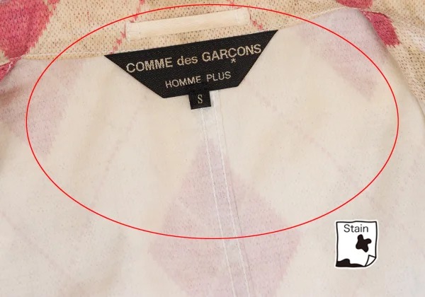 COMME des GARCONS HOMME PLUS Cotton Argyle Knit Transfer Printed Jacket K-152162_013