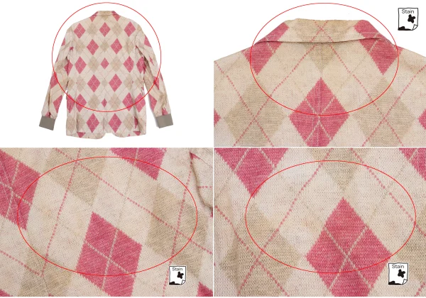 COMME des GARCONS HOMME PLUS Cotton Argyle Knit Transfer Printed Jacket K-152162_016