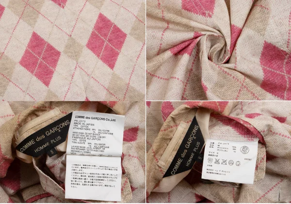 COMME des GARCONS HOMME PLUS Cotton Argyle Knit Transfer Printed Jacket K-152162_018