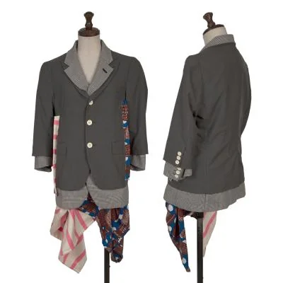 COMME des GARCONS Drawstring Pocket Docking Glen Check Layered Jacket