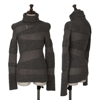 Alexander McQUEEN Mesh Switching Turtle Neck Knit Sweater