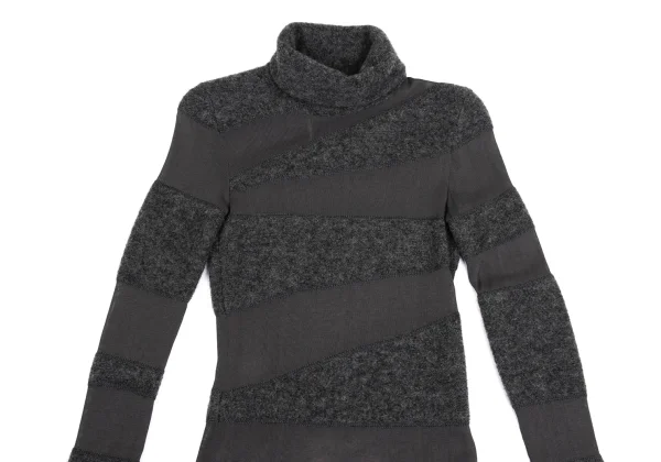 Alexander McQUEEN Mesh Switching Turtle Neck Knit Sweater K-152274_003