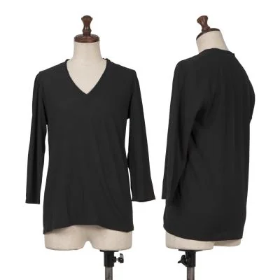 L'EQUIPE YOSHIE INABA  Cut Off V Neck 3/4 Sleeve Top
