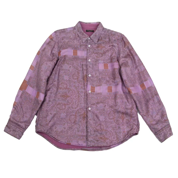 COMME des GARCONS HOMME PLUS Silk Wool Paisley Printed Shirt Purple,Brown S-M K-152453_001