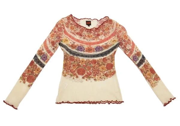 Jean Paul GAULTIER  Floral Lace Print Mesh T shirt K-152532_002