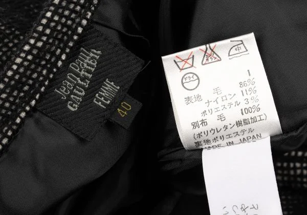 ジャンポールゴルチエ ファムJean Paul GAULTIER FEMME 格子糸切替ウールスカート 黒40 K-152596_014