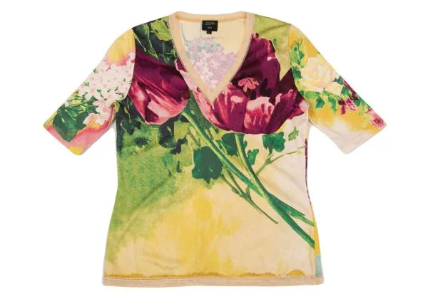Jean Paul GAULTIER FEMME Lace Switching Floral Printed T Shirt K-152601_002