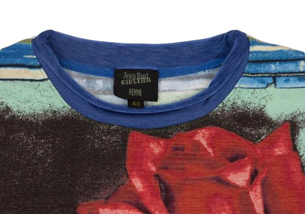 Jean Paul GAULTIER FEMME Rose Printed Nylon T Shirt K-152603_004
