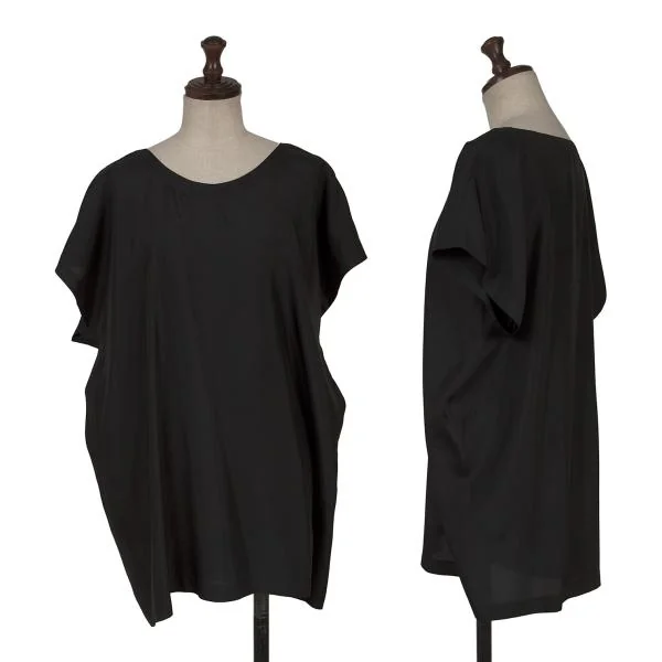 イッセイミヤケISSEY MIYAKE シルクキュプラTシャツ 黒M K-152735_001