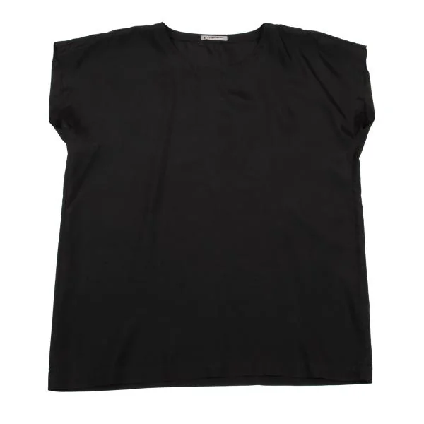 イッセイミヤケISSEY MIYAKE シルクキュプラTシャツ 黒M K-152735_002
