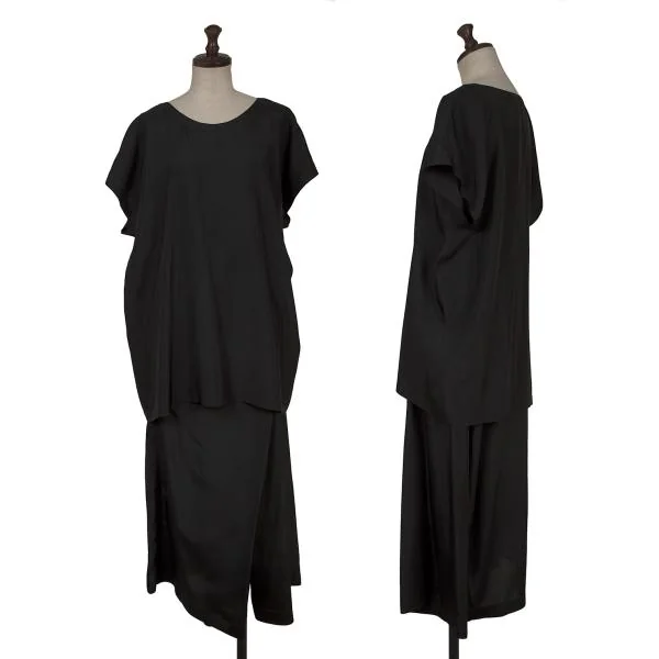 イッセイミヤケISSEY MIYAKE シルクキュプラTシャツ 黒M K-152735_011