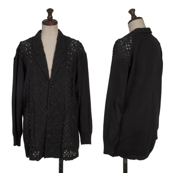 Yohji Yamamoto FEMME Design Weave Switching Knit Jacket Black M K-152779_001