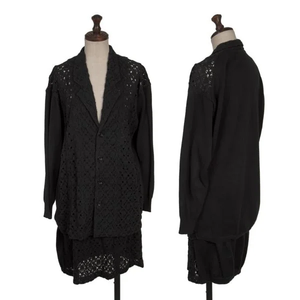 Yohji Yamamoto FEMME Design Weave Switching Knit Jacket K-152779_016