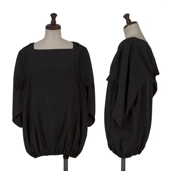 Yohji Yamamoto FEMME Rayon Hem Draw Design Deformed Tops Black M K-152782_001
