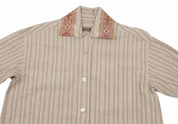 ROMEO GIGLI Cotton Jacquard Taping Design Striped Shirt K-152796_003