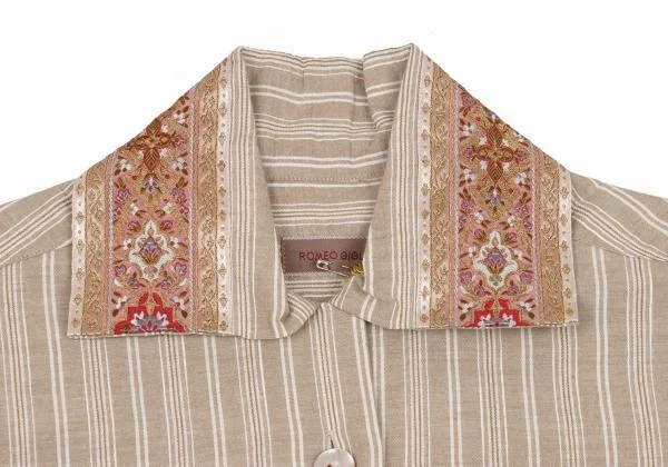 ROMEO GIGLI Cotton Jacquard Taping Design Striped Shirt K-152796_004
