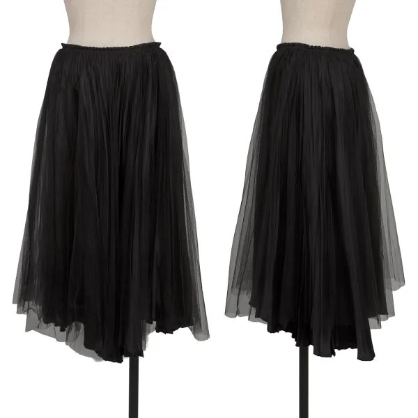 COMME des GARCONS Tulle Layered Satin Pleats Skirt Black S K-152833_001