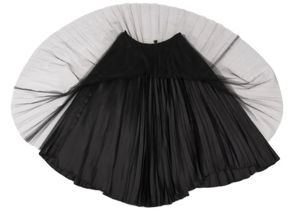 COMME des GARCONS Tulle Layered Satin Pleats Skirt K-152833_005