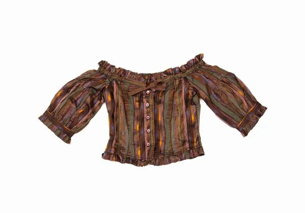 KENZO Gather Frill Stripe Jacquard Off-shoulder Top K-152858_002