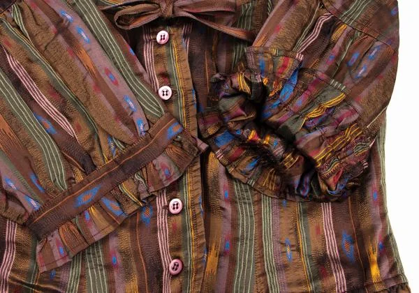 KENZO Gather Frill Stripe Jacquard Off-shoulder Top K-152858_007