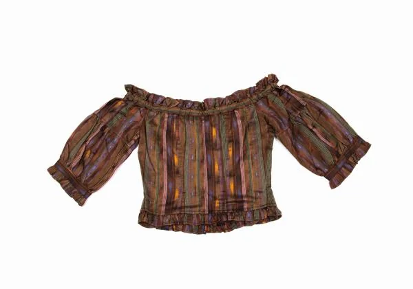 KENZO Gather Frill Stripe Jacquard Off-shoulder Top K-152858_011