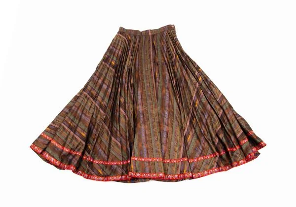 KENZO Hem Taping Pleated Stripe Flare Skirt K-152859_002
