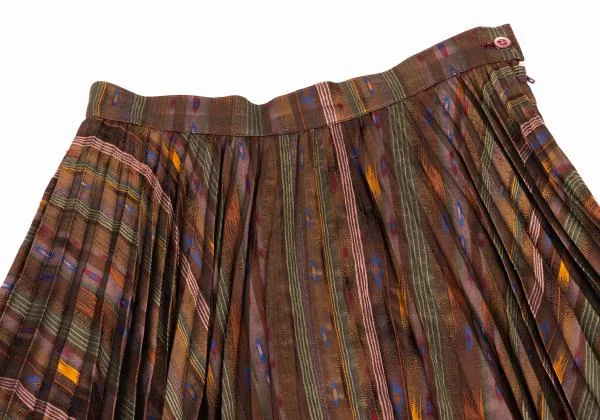 KENZO Hem Taping Pleated Stripe Flare Skirt K-152859_004