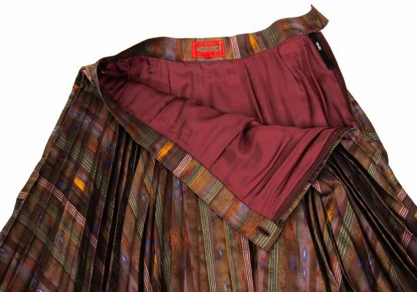 KENZO Hem Taping Pleated Stripe Flare Skirt K-152859_006