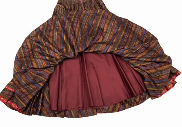 KENZO Hem Taping Pleated Stripe Flare Skirt K-152859_010