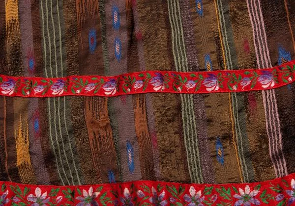 KENZO Hem Taping Pleated Stripe Flare Skirt K-152859_014