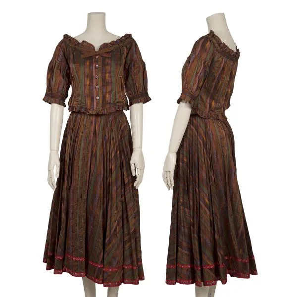 KENZO Stripe Jacquard Top & Skirt Bordeaux,Multi-Color M K-152860_001