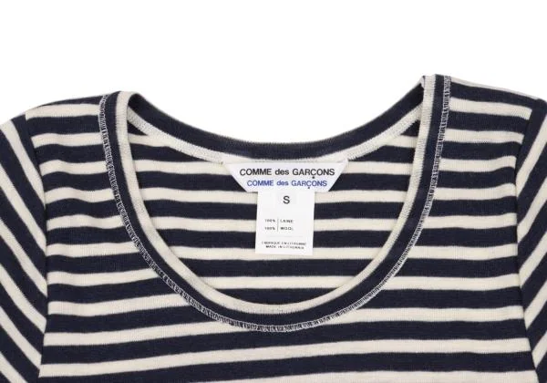 コムコム コムデギャルソンCOMME des GARCONS ボーダニットTシャツ 紺オフS K-153020_003