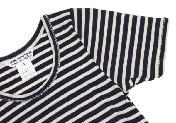 コムコム コムデギャルソンCOMME des GARCONS ボーダニットTシャツ 紺オフS K-153020_004