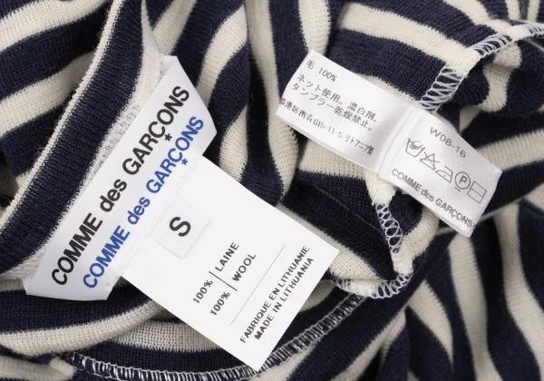 コムコム コムデギャルソンCOMME des GARCONS ボーダニットTシャツ 紺オフS K-153020_010