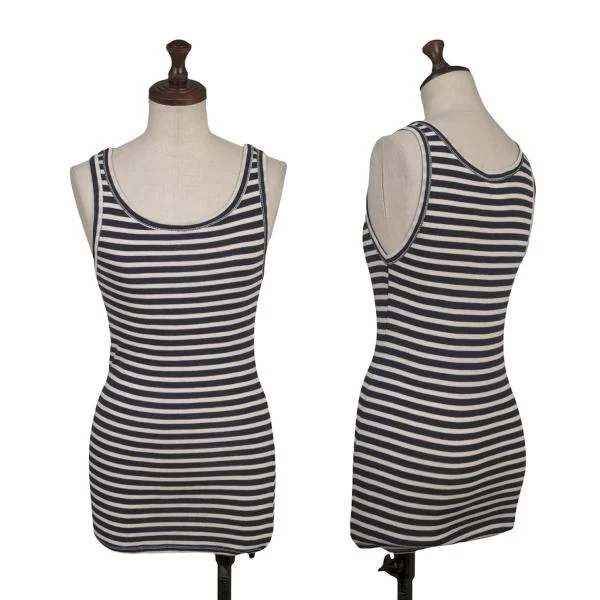 COMME des GARCONS Striped Knit Tank Top Navy,White S K-153021_001
