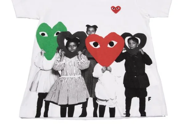 PLAY COMME des GARCONS Point Heart Patch Kids Print T shirt K-153026_006