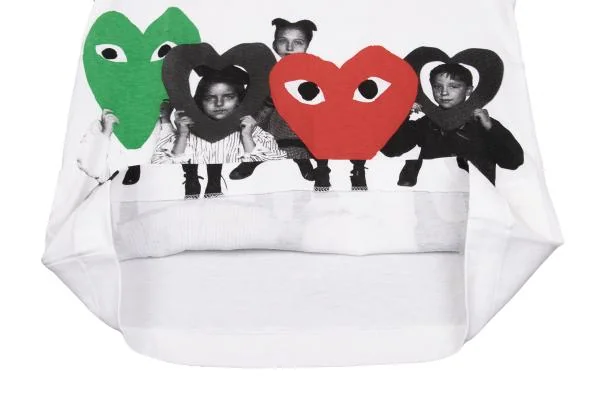 PLAY COMME des GARCONS Point Heart Patch Kids Print T shirt K-153026_010