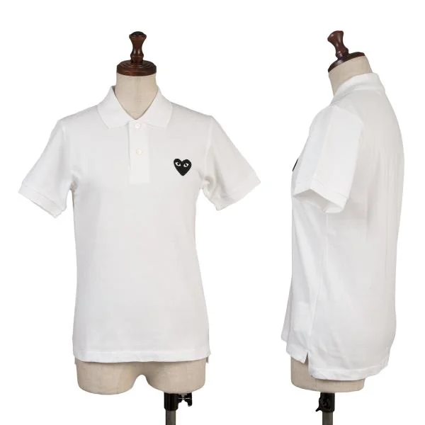 PLAY COMME des GARCONS Heart Patch Polo Shirt White S K-153027_001