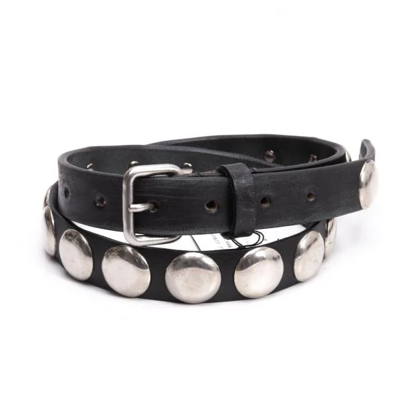 JUNYA WATANABE Scratched Design Studs Narrow Belt Black  K-153035_001