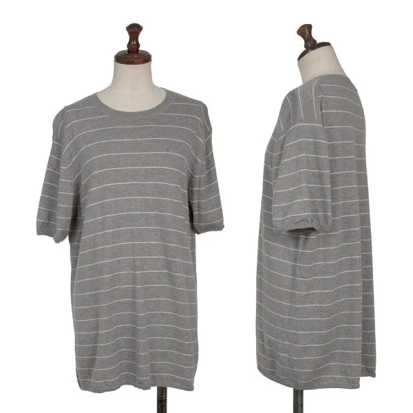 アーペーセーA.P.C. カシミア混ボーダーニットTシャツ グレー3 K-153047_001