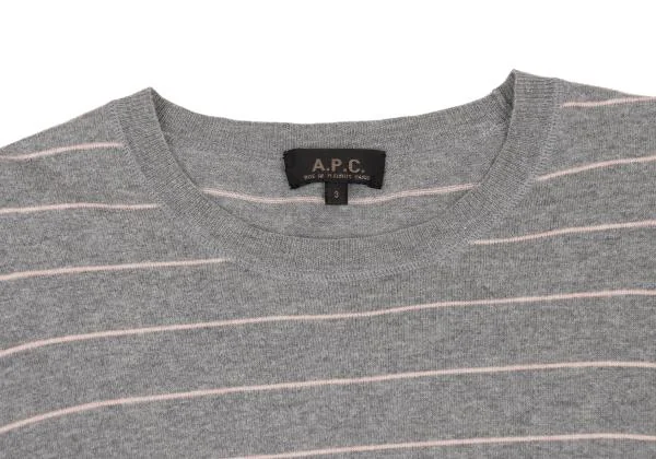 アーペーセーA.P.C. カシミア混ボーダーニットTシャツ グレー3 K-153047_003
