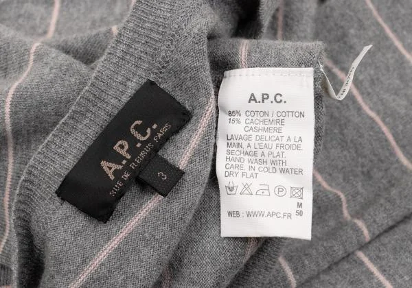 アーペーセーA.P.C. カシミア混ボーダーニットTシャツ グレー3 K-153047_009