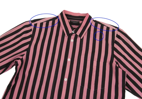 COMME des GARCONS HOMME PLUS Bold Striped Ruffle Lined Shirt K-153083_002