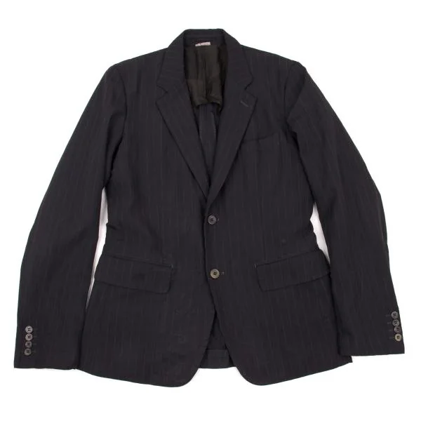 コムデギャルソン オムドゥCOMME des GARCONS HOMME DEUX ポリ製品染めストライプジャケット 紺XS K-153098_001