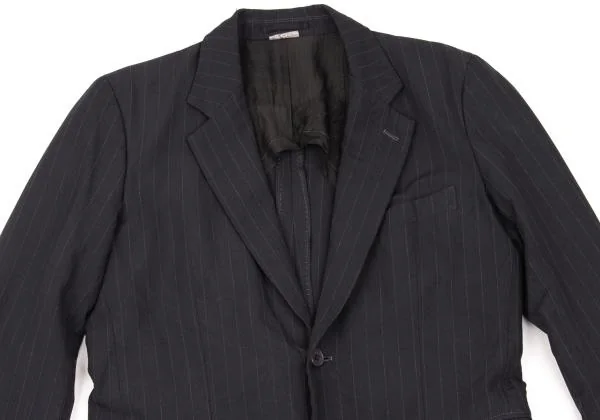 コムデギャルソン オムドゥCOMME des GARCONS HOMME DEUX ポリ製品染めストライプジャケット 紺XS K-153098_002