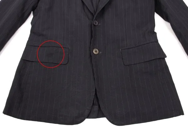 コムデギャルソン オムドゥCOMME des GARCONS HOMME DEUX ポリ製品染めストライプジャケット 紺XS K-153098_009