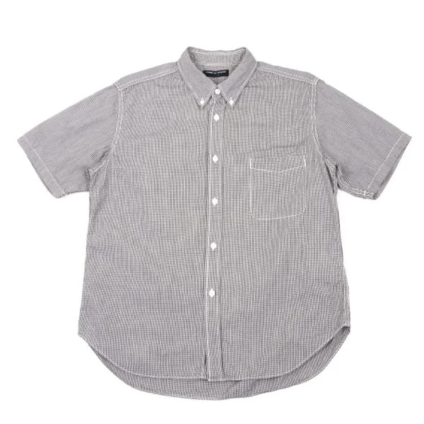 COMME des GARCONS HOMME Pin Check Short Sleeve Button Down Shirt Black,White S K-153101_001