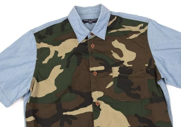 COMME des GARCONS HOMME Camo Switching Short Sleeve Shirt K-153105_002